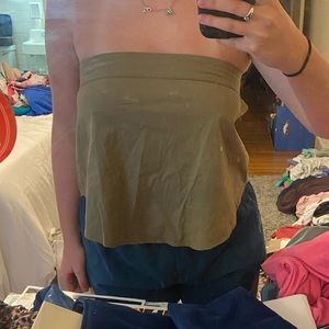 Army green open side cute strapless top
